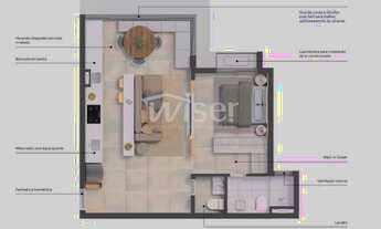 Imagem 2: Apartamento mobiliado com 1 suíte e 2 vagas para locação em Campinas - design moderno, vis