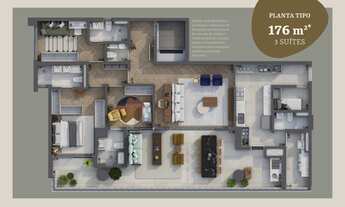 Imagem 6: Apartamento tipo para venda em Pinheiros com 3 quartos, sendo 3 suítes, 176m²