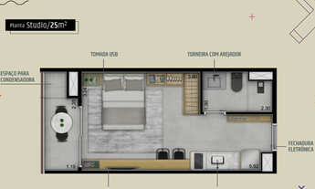 Imagem 2: Studio para venda em Pinheiros com 1 quarto, 25m²