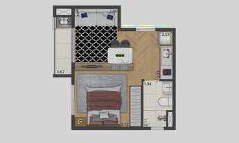 Imagem 4: Composite Moema | Construtora Conx | Pronto | 27 metros | 01 dormitório | com varanda