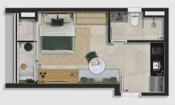 Imagem 4: Ultra Frei Caneca Construtora Habitram Construção 25 metros Studios com varanda