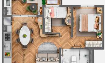 Imagem 4: Vista 553 | Construtora Graal | Construção | 43 metros | 02 dormitórios | varanda