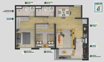 Imagem 4: Manacá Barueri | Construtora RSF | Construção | 63 metros | 02 dormitórios | suíte