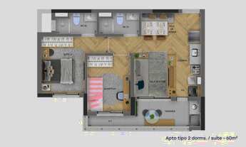 Imagem 4: Smart Flow | Construtora Ekko Group | Pronto | 62 metros | 02 dormitórios | suíte