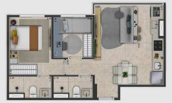 Imagem 4: Side Sacomã | Construtora Trisul | Construção | 44 metros | 02 dormitórios | suíte