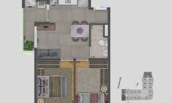 Imagem 6: Viz By Plano e Plano | Construção | 36 metros | 02 dormitórios | com varanda