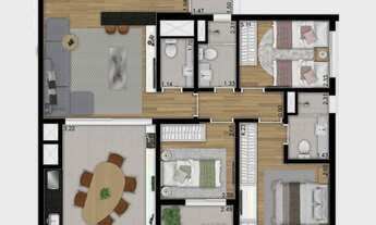 Imagem 6: Think Apiácas | Construtora Think | Construção | 97 metros | 03 dormitórios | suíte