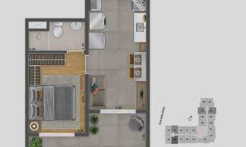 Imagem 4: Viz By Plano e Plano | Construção | 28 metros | Studio com varanda