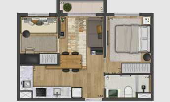 Imagem 4: Composite Moema | Construtora Conx | Pronto | 36 metros | 02 dormitórios | varanda