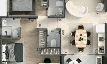 Imagem 4: Hub 111 Construtora Canvas Construção 64 metros 03 dormitórios suíte varanda