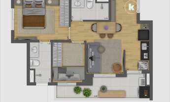 Imagem 5: Plurall Cursino | Construtora Kallas | Construção | 52 metros | 02 dormitórios | suíte