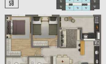 Imagem 4: Bless Parque Barueri | Construtora RSF | Pronto | 58 metros | 02 dormitórios | suíte