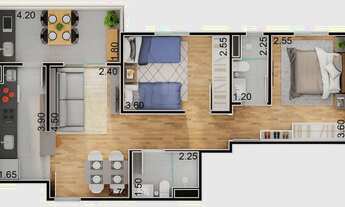 Imagem 6: Villa Di Trento | Construtora Visconde | Pronto | 61 metros | 02 dormitórios | suíte