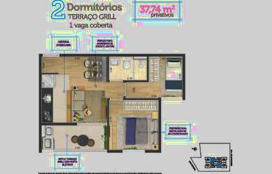Imagem 4: Bela Coimbra | Construtora CPD | Construção | 37 metros | 02 dormitórios | varanda