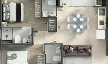 Imagem 4: Hub 111 Construtora Canvas Construção 56 metros 02 dormitórios suíte varanda