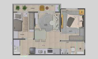 Imagem 4: Laris Buriti Construtora Laris Construção 42 metros 02 dormitórios com varanda