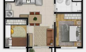 Imagem 4: Vinx Vila Tolstoí Construtora Vinx Construção 36 metros 02 dormitórios varanda