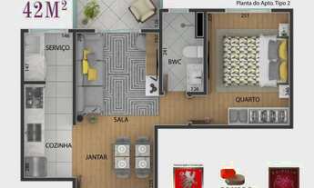 Imagem 6: São Marinho | Construtora Riformato | Pronto | 42 metros | 01 dormitório | varanda