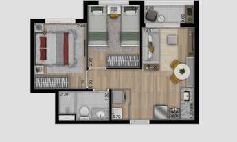 Imagem 4: Choice Roof Park | Construtora Ditolvo | Pronto | 42 metros | 02 dormitórios | varanda