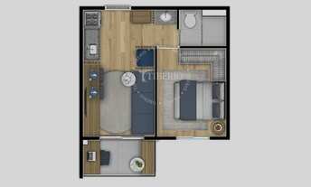 Imagem 4: Blend Saúde Construtora Tibério Construção 30 metros 01 dormitório com varanda