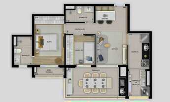 Imagem 4: Quadra Diálogo | Construtora Diálogo | Pronto | 72 metros | 02 dormitórios | suíte