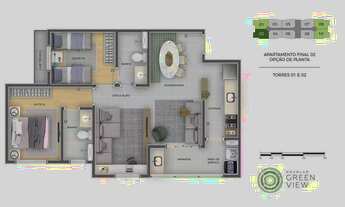 Imagem 4: Novolar Green View | Construtora Novolar | Construção | 66 metros | 03 dormitórios