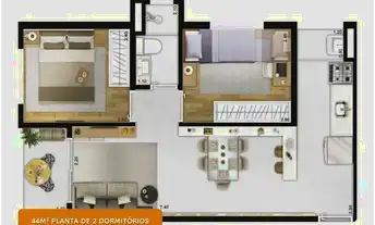 Imagem 4: Tons do Brás Construtora Faleiros Pronto 44 metros 02 dormitórios com varanda