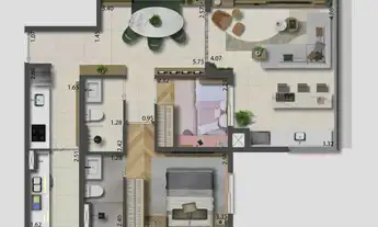 Imagem 4: Aria Mooca | Construtora Conx | Construção | 68 metros | 02 dormitórios | suíte