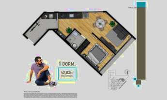 Imagem 4: Praça Paulicéia Construtora EHP Construção 42 metros 01 dormitório com varanda