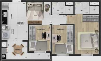 Imagem 4: Impetus Vila Ema Construtora Yonder Lançamento 59 metros 03 dormitórios suíte