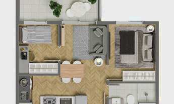 Imagem 4: Praça Vigário Construtora RHF Construção 40 metros 02 dormitórios com varanda