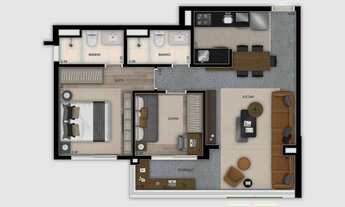 Imagem 4: Mewe Jardins | Construtora Barbara | Pronto | 64 metros | 02 dormitórios | suíte