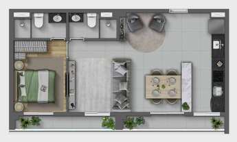 Imagem 5: Monumental Residencial Conx Construção 60 metros 02 dormitórios suíte varanda