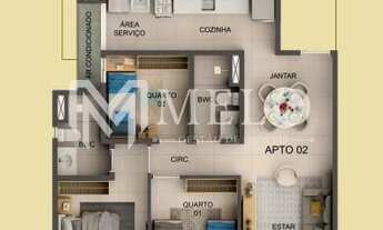 Imagem 2: CASA CAIADA - Apto com 3qts, 1suite, 1vaga, 63m²
