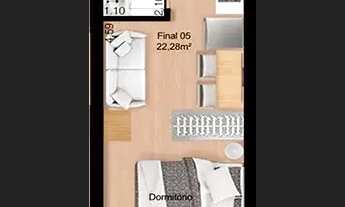 Imagem 4: Edifício Mio 25 Construtora Barão de Barros Pronto 22 metros studios com varanda