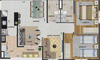 Imagem 5: Residencial Olimpo | Construtora Sol | Construção | 58 metros | 03 domitórios | suíte