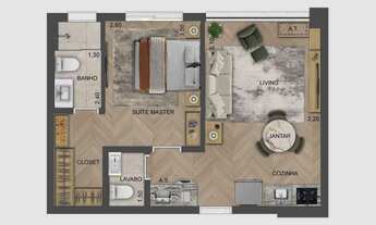 Imagem 4: Soul Of Madalena | Construtora Exto | Construção | 42 metros | 01 suíte | lavabo