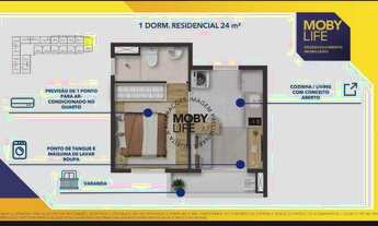 Imagem 4: Moby Life Pacaembu | Construtora One | Construção | 24 metros | 01 suíte | varanda