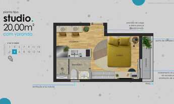 Imagem 4: B. Connect Perdizes | Construtora Azure | Lançamento | 20 metros tudios com varanda