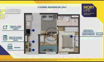 Imagem 4: Moby Life Pacaembu Construtora One Construção 29 metros 02 dormitórios varanda