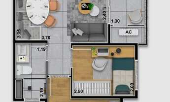 Imagem 4: Yess Tatuapé Construtora Yess Construção 41 metros 02 dormitórios com varanda