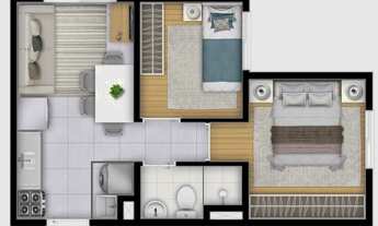 Imagem 5: Plano & José Bonifácio | Construção | 32 metros | 02 dormitórios | com varanda