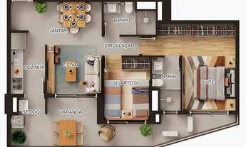 Imagem 4: Altus Nova Klabin Construtora Tarjab Lançamento 72 metros 02 dormitórios suíte