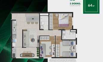 Imagem 5: Leaf Jardim das Flores | Construtora Bacaba | Pronto | 64 metros | 03 dormitórios