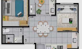 Imagem 4: Yess Tatuapé Construtora Yess Construção 36 metros 02 dormitórios com varanda