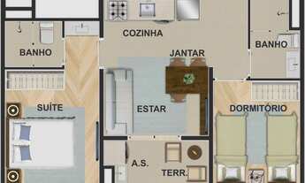 Imagem 4: Sol Clube Maia | Construtora Sol | Construção | 41 metros | 02 dormitórios | varanda