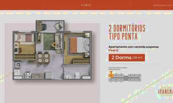 Imagem 4: Ipanema 212 Construtora Pazza Construção 36 metros 02 dormitórios com varanda