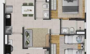 Imagem 6: Cult Vila Mariana Construtora Kallas Construção 50 metros 02 dormitórios suíte