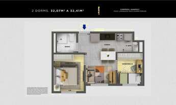 Imagem 4: Galleria Santa Marina | Construtora Cury | Construção | 32 metros | 02 dormitórios