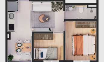 Imagem 4: Residencial Rapha By Tová | Lançamento | 34 metros | 02 dormitórios | com varanda